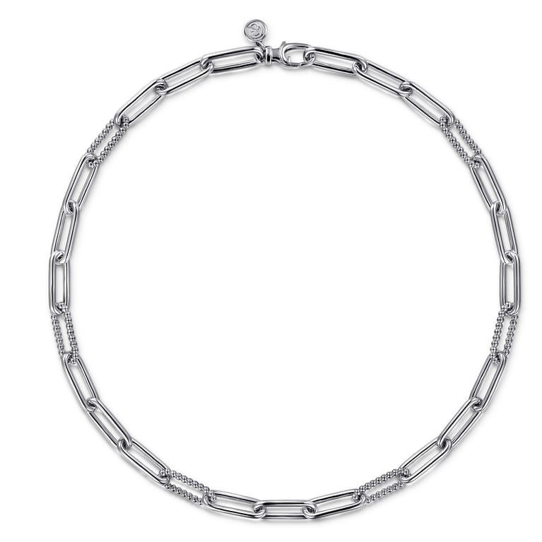 925 Sterling Silver Oval Link Chain Necklace with Bujukan Stations - Shot 2