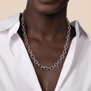 925 Sterling Silver Oval Link Chain Necklace