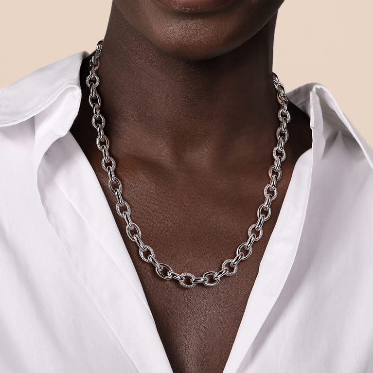 925 Sterling Silver Oval Link Chain Necklace - Shot 3