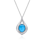 925-Sterling-Silver-Oval-Rock-Crystal-and-Turquoise-Pendant-Necklace1