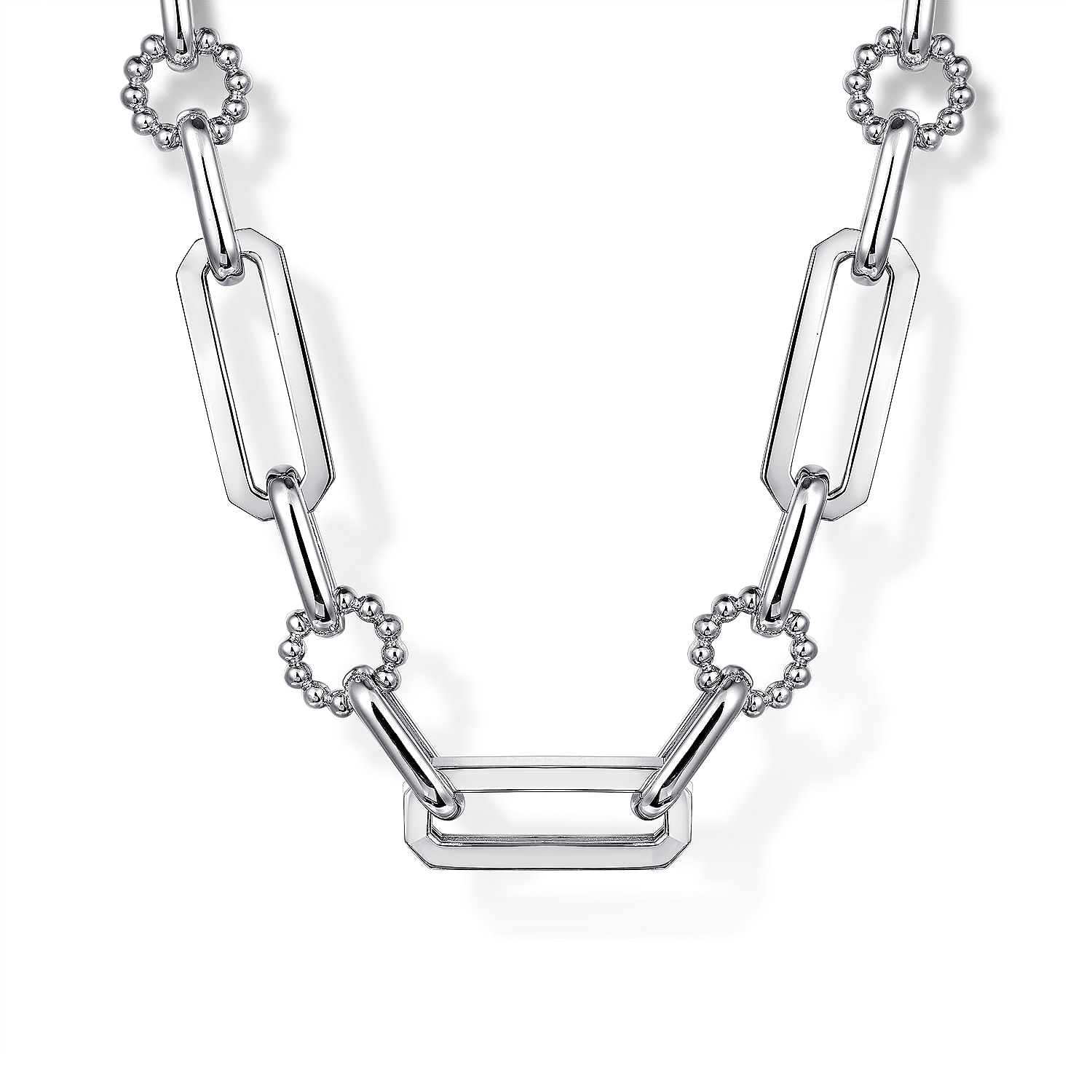925 Sterling Silver Paper Clip Chain Necklace with Bujukan Connectors