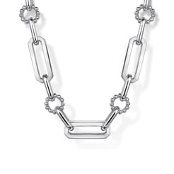 925 Sterling Silver Paper Clip Chain Necklace with Bujukan Connectors