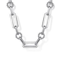 925 Sterling Silver Paper Clip Chain Necklace with Bujukan Connectors