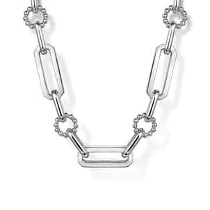 925 Sterling Silver Paper Clip Chain Necklace with Bujukan Connectors