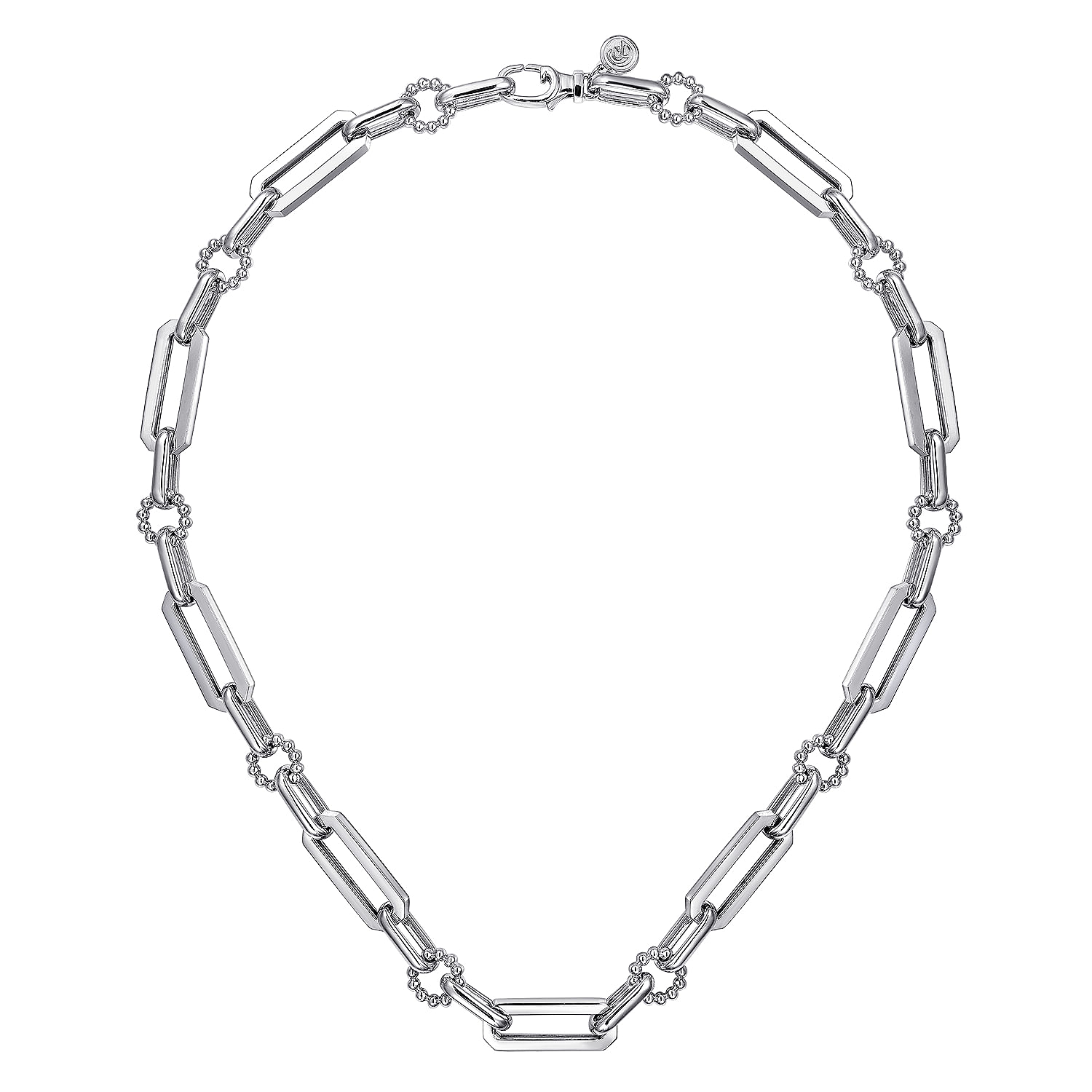 925 Sterling Silver Paper Clip Chain Necklace with Bujukan Connectors