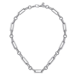 925 Sterling Silver Paper Clip Chain Necklace with Bujukan Connectors
