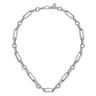 925 Sterling Silver Paper Clip Chain Necklace with Bujukan Connectors