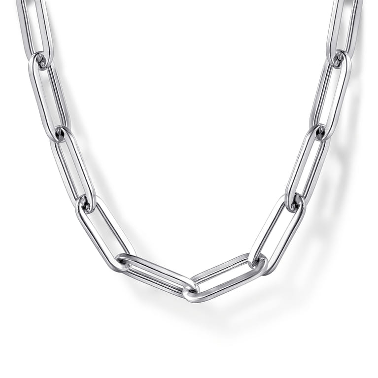 925 Sterling Silver Paper Clip Chain Necklace - Shot 1