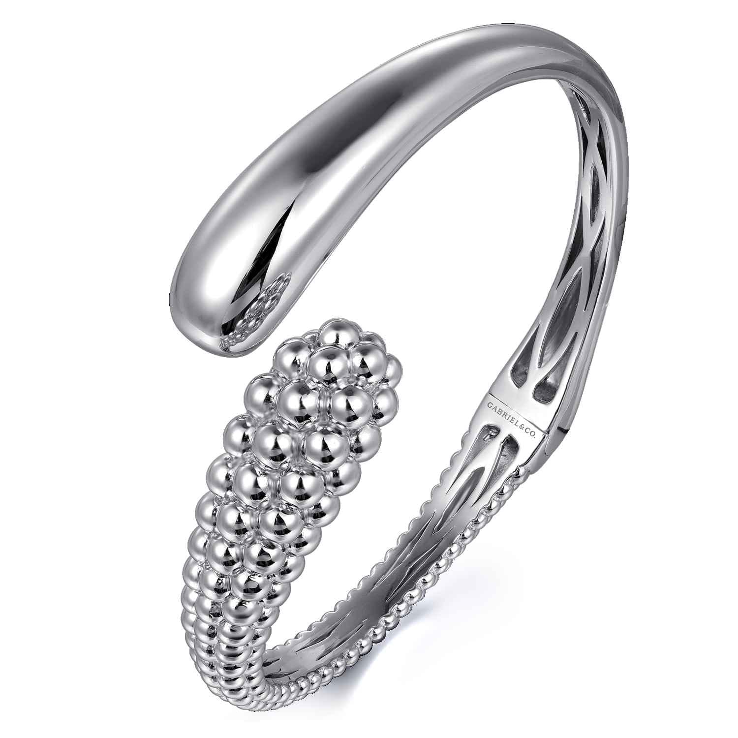 925 Sterling Silver Pave Bujukan Bypass Bangle Bracelet - Shot 2