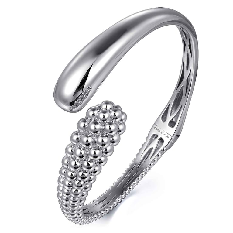925 Sterling Silver Pave Bujukan Bypass Bangle Bracelet - Shot 2