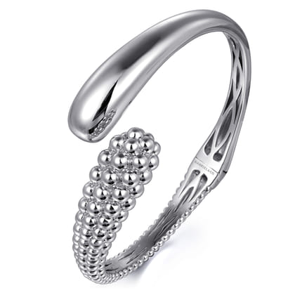 925 Sterling Silver Pave Bujukan Bypass Bangle