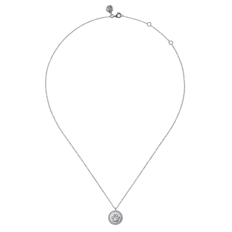 925 Sterling Silver Paw Print Pendant Necklace-Bujukan - Shot 2