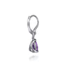 925 Sterling Silver Pear Amethyst Bujukan Drop Earrings