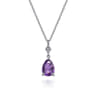 925 Sterling Silver Pear Amethyst Bujukan Pendant Necklace
