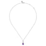 925 Sterling Silver Pear Amethyst Bujukan Pendant Necklace
