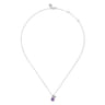 925 Sterling Silver Pear Amethyst Bujukan Pendant Necklace