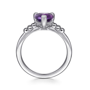 925 Sterling Silver Pear Amethyst Bujukan Ring