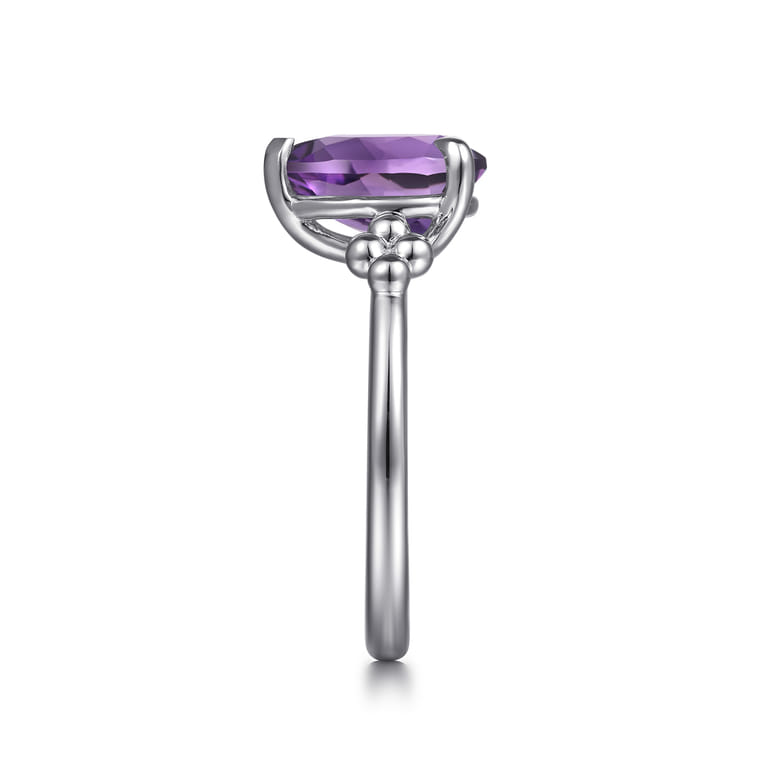 925 Sterling Silver Pear Amethyst Bujukan Ring - Shot 4