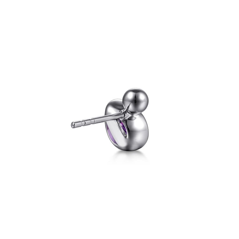 925 Sterling Silver Pear Amethyst Bujukan Stud Earrings - Shot 2