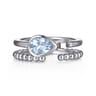 925 Sterling Silver Pear Aquamarine Bujukan Open Ring