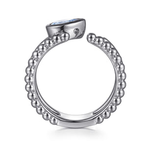 925 Sterling Silver Pear Aquamarine Bujukan Open Ring