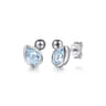 925 Sterling Silver Pear Aquamarine Bujukan Stud Earrings