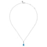 925 Sterling Silver Pear Blue Topaz Bujukan Pendant Necklace