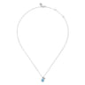 925 Sterling Silver Pear Blue Topaz Bujukan Pendant Necklace