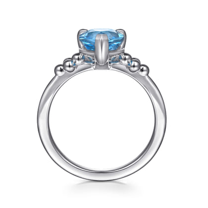 925 Sterling Silver Pear Blue Topaz Bujukan Ring