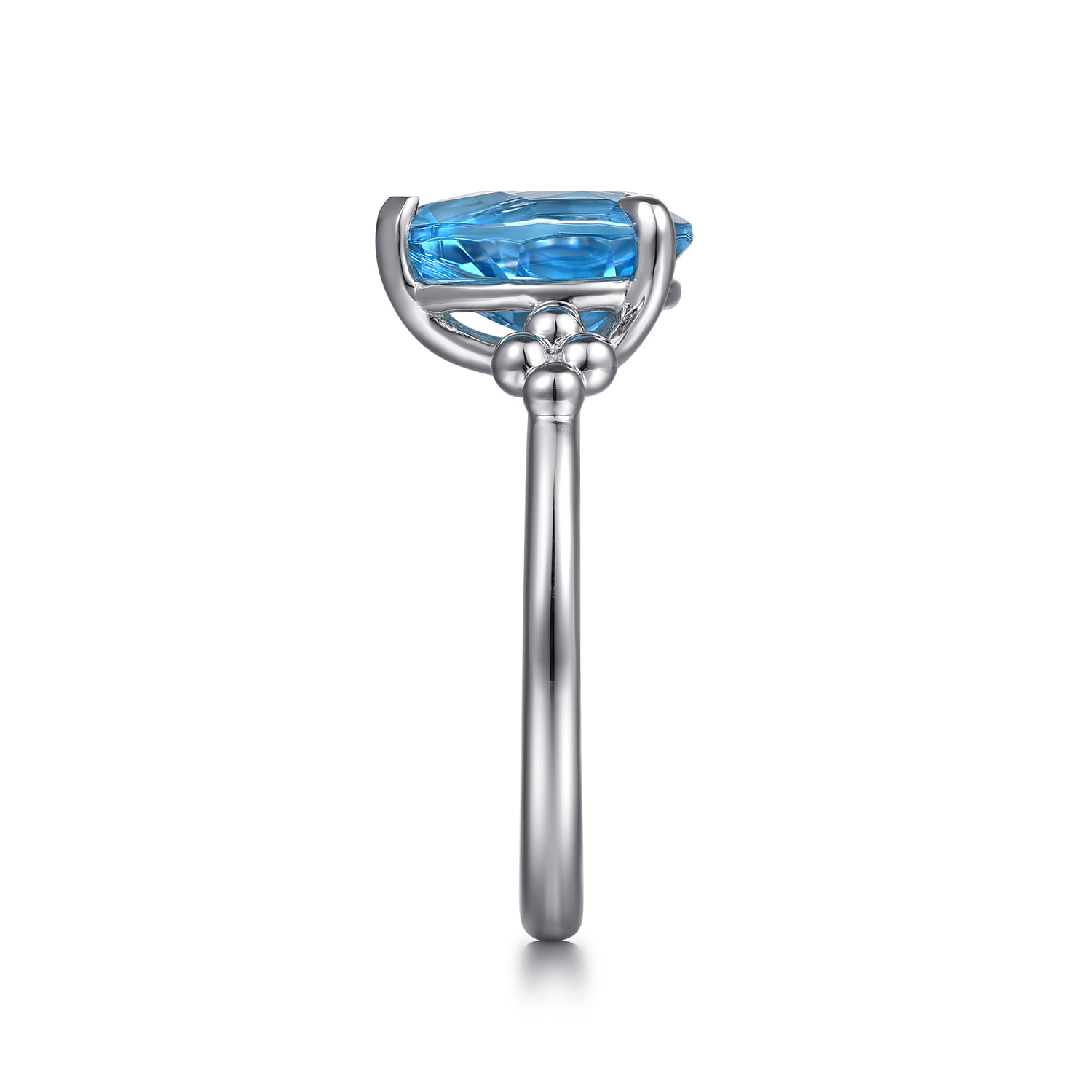 925 Sterling Silver Pear Blue Topaz Bujukan Ring
