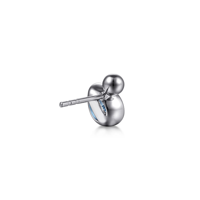 925 Sterling Silver Pear Blue Topaz Bujukan Stud Earrings - Shot 2