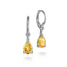 925 Sterling Silver Pear Citrine Bujukan Drop Earrings