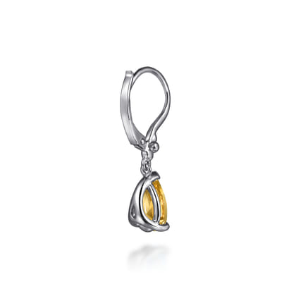 925 Sterling Silver Pear Citrine Bujukan Drop Earrings