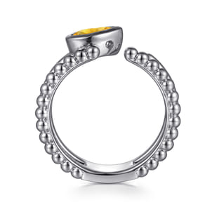 925 Sterling Silver Pear Citrine Bujukan Open Ring