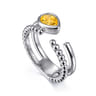 925 Sterling Silver Pear Citrine Bujukan Open Ring