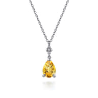 925 Sterling Silver Pear Citrine Bujukan Pendant Necklace