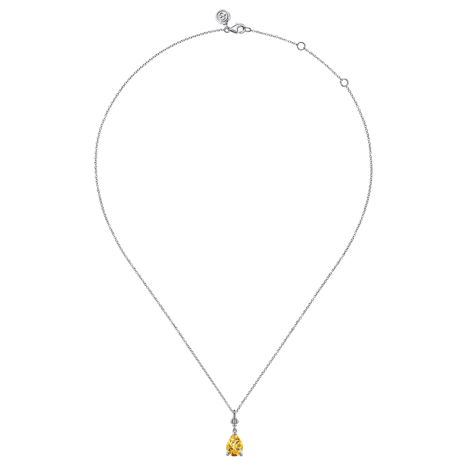 925 Sterling Silver Pear Citrine Bujukan Pendant Necklace - Shot 2