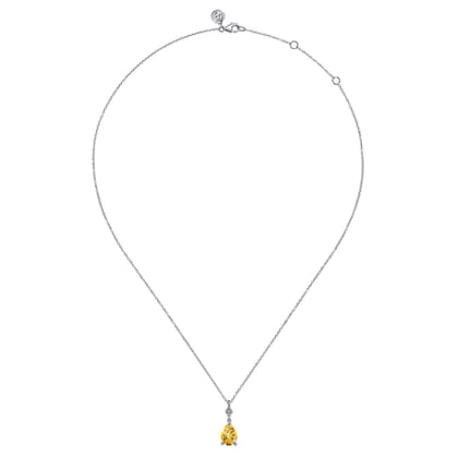 925 Sterling Silver Pear Citrine Bujukan Pendant Necklace