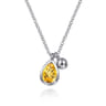 925 Sterling Silver Pear Citrine Bujukan Pendant Necklace