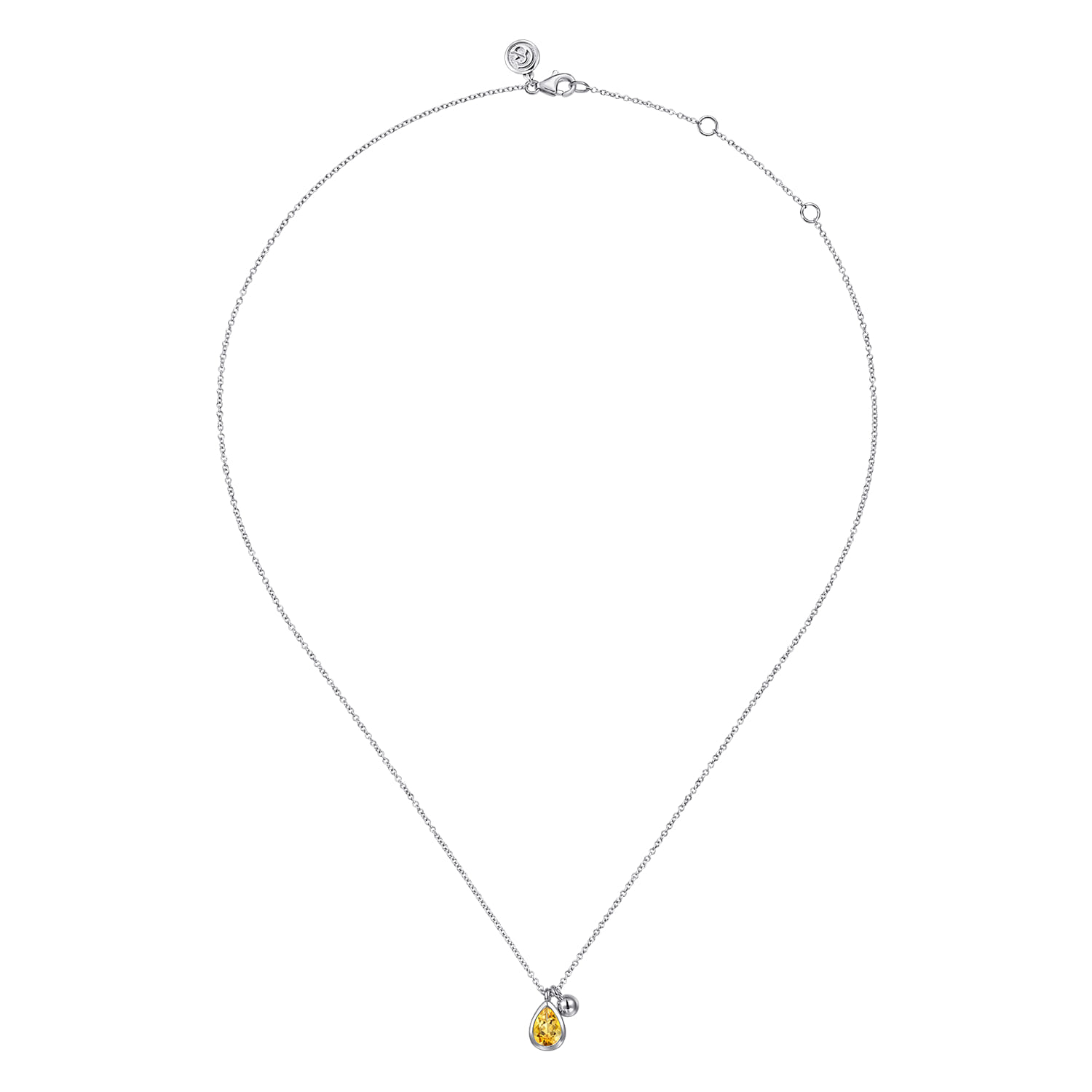 925 Sterling Silver Pear Citrine Bujukan Pendant Necklace - Shot 2