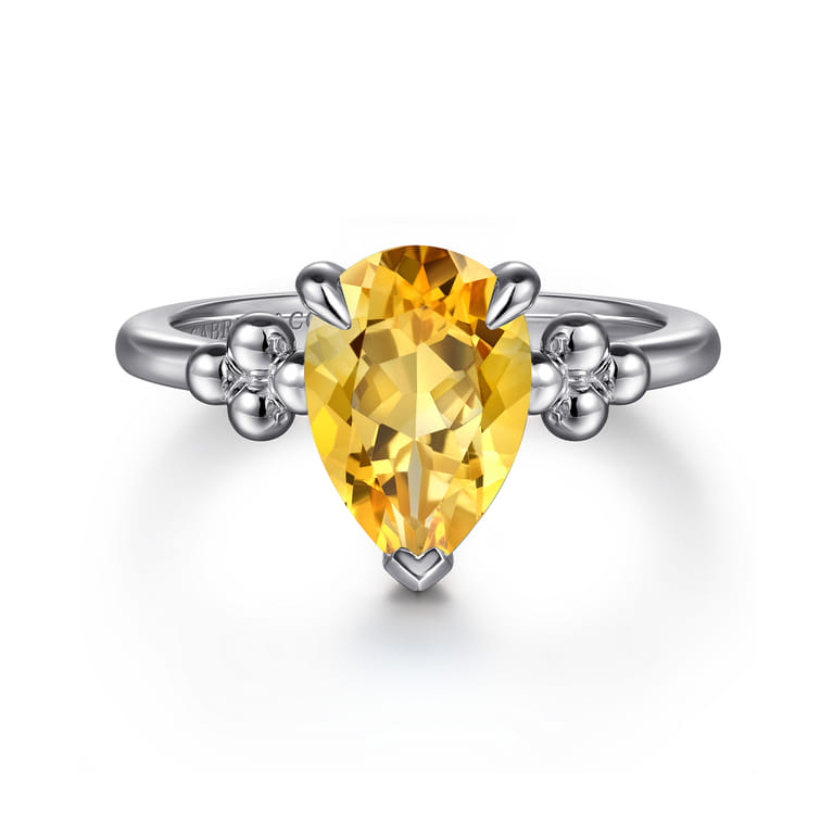 925 Sterling Silver Pear Citrine Bujukan Ring - Shot 1