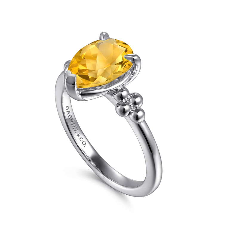 925 Sterling Silver Pear Citrine Bujukan Ring - Shot 3