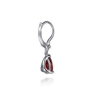 925 Sterling Silver Pear Garnet Bujukan Drop Earrings