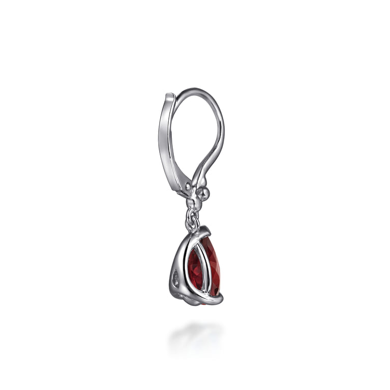 925 Sterling Silver Pear Garnet Bujukan Drop Earrings - Shot 2
