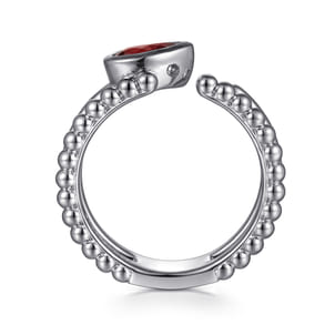 925 Sterling Silver Pear Garnet Bujukan Open Ring