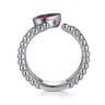 925 Sterling Silver Pear Garnet Bujukan Open Ring