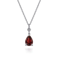 925 Sterling Silver Pear Garnet Bujukan Pendant Necklace