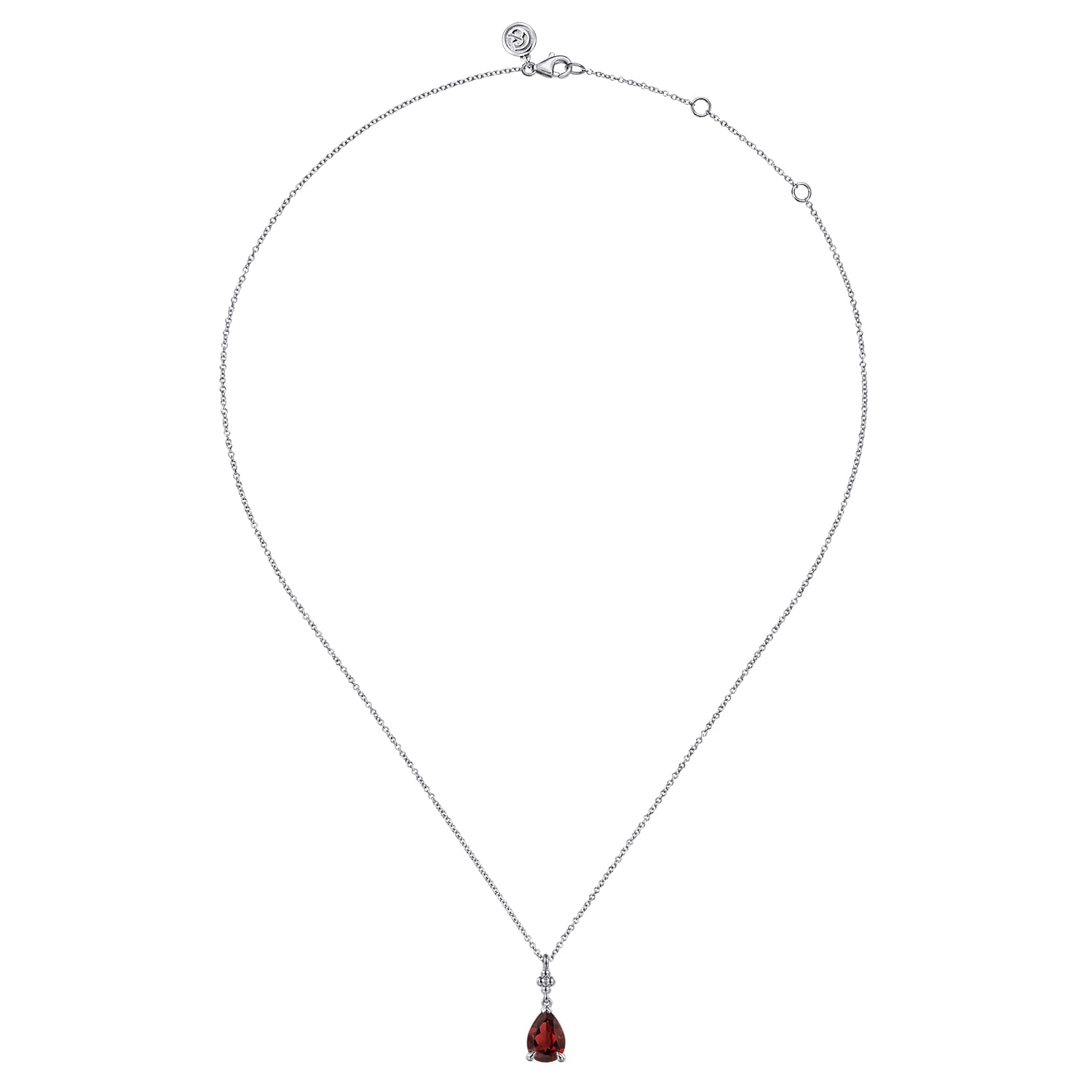 925 Sterling Silver Pear Garnet Bujukan Pendant Necklace