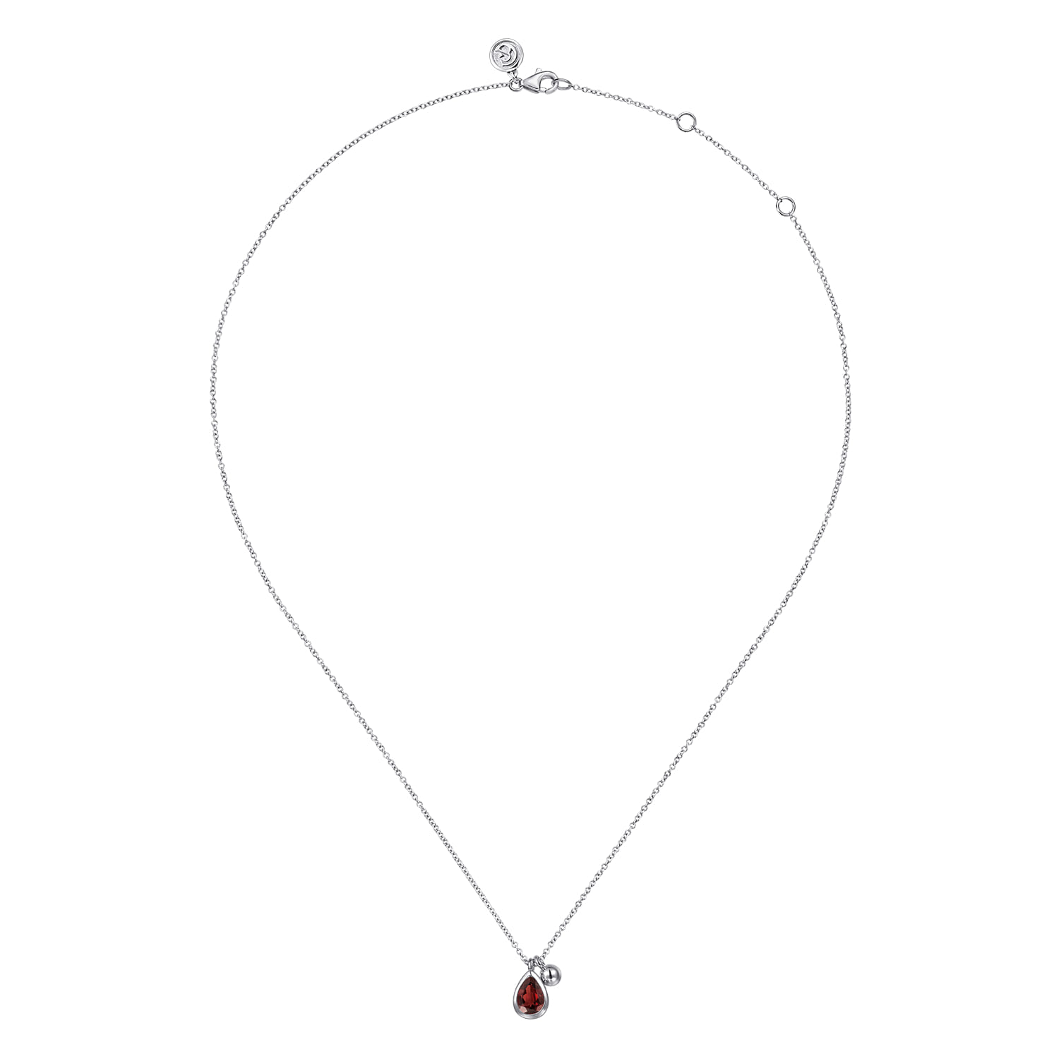 925 Sterling Silver Pear Garnet Bujukan Pendant Necklace