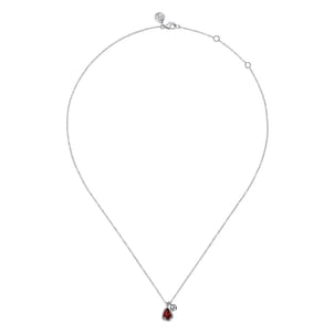 925 Sterling Silver Pear Garnet Bujukan Pendant Necklace